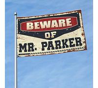 Man Cave Rules Beware Of Mr. Parker, bandiera decorativa per camera da letto all'aperto (152 x 244 cm)