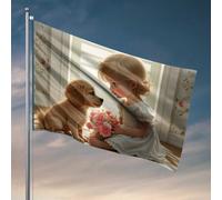 Man Cave Rules - Carta da parati floreale con scritta "A Little Girl And Her Puppy Flag Country Decor Winter House Flag", 120 x 180 cm