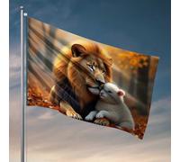 Man Cave Rules Golden Lion e agnello in autunno bandiere decorative per la casa vintage (152 x 244 cm)