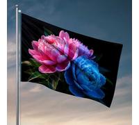 Man Cave Rules Peonie Blu e Rosa In Fiore Bandiera Country Decor Inverno Casa Bandiera (30 x 45 cm)