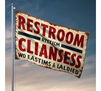 Man Cave Rules Restroom Rettificazione: Prima Bandiera Pulizia, Bandiere decorative per la casa, Vintage Decor (152 x 244 cm)