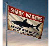 Man Cave Rules Shark Warning: Hammerhead Avvistamenti Bandiera Home Bar Decor Cool Decor per la camera dei ragazzi (30 x 45 cm)