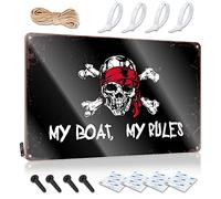 Man Cave Signs for Men My Boat, My Rules Targa in latta per camera da letto decorazione porta cartelli in metallo divertenti (dimensioni: 20 x 30 cm)