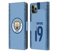 MAN CITY FC 2019 CHAMPIONS CUSTODIA COVER PORTAFOGLIO IN PELLE PER APPLE iPHONE