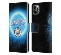 MAN CITY FC 2019 CHAMPIONS CUSTODIA COVER PORTAFOGLIO IN PELLE PER APPLE iPHONE