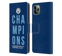 MAN CITY FC 2019 CHAMPIONS CUSTODIA COVER PORTAFOGLIO IN PELLE PER APPLE iPHONE