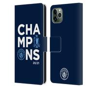 MAN CITY FC 2021 LEAGUE CHAMPIONS CUSTODIA COVER A PORTAFOGLIO PER APPLE iPHONE