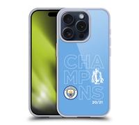 MAN CITY FC 2021 LEAGUE CHAMPIONS CUSTODIA COVER MORBIDA IN GEL PER APPLE iPHONE