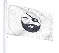Man Flag 4x6 FT Citazione motivazionale Apri la tua mente Pirate Beard Man with Doodle Pois Bandiere per esterni Grandi striscioni di benvenuto per cortile Casa Giardino Cortile Prato Decor