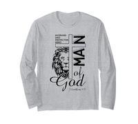 Man of God Festa del papà Cool Lion Marito Protector Hero Maglia a Manica