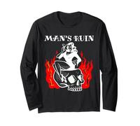 Man Ruin Pin Up Devil Woman Skull & Flames Tattoo Flash Maglia a Manica