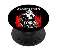 Man Ruin Pin Up Devil Woman Skull & Flames Tattoo Flash PopSockets PopGrip Adesivo