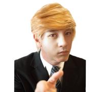 Man Short Gold Wig Synthetic Blond Cosplay Wig Donald Trump Fancy Dress Prop