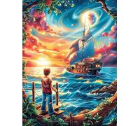 Man with A Lantern on A Coastal Cliff Puzzle 1000 Pezzi Sfida Impossibile Difficile Scenery Science Fiction Rompicapo Per Adulti Amanti Del Puzzle Rilassamento E Stimolo Intellettuale Regalo Lui 1000