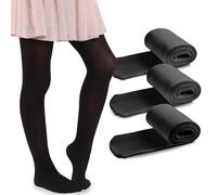 MANA MANA 3-Pack Collant per bambine tinta unita - Calzini coprenti carini per bambini per scuola, danza, balletto - Morbidi ed eleganti, 40 DEN, Made in Italy, 3 paia, Nero, 98/104 cm