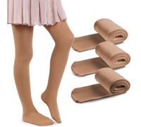 MANA MANA 3-Pack Collant per bambine tinta unita - Calzini coprenti carini per bambini per scuola, danza, balletto - Morbidi ed eleganti, 40 DEN, Made in Italy, 3 paia, Natural, 146/152 cm
