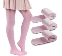 MANA MANA 3-Pack Collant per bambine tinta unita - Calzini coprenti carini per bambini per scuola, danza, balletto - Morbidi ed eleganti, 40 DEN, Made in Italy, 3 paia, Rosa, 134/140 cm