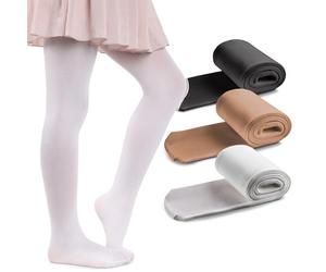 MANA MANA 3-Pack Collant per bambine tinta unita - Calzini coprenti carini per bambini per scuola, danza, balletto - Morbidi ed eleganti, 40 DEN, Made in Italy, 3 paia, Multicolore, 110/116 cm
