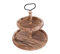 MANAFEEL Piatto da Portata di Frutta Alzata da dessert europea creativa Piatto da torta a doppio strato Tavolo da dessert in legno Vassoio decorativo Espositore Piatti di Frutta(A_S)