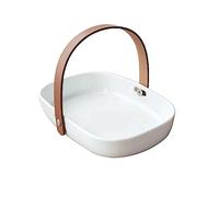 MANAFEEL Piatto da Portata di Frutta Piatto da frutta in ceramica con manico in pelle for piccoli spuntini for la casa in stile nordico Piatti di Frutta