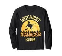 Manager Divertente Strega Halloween Umorismo Maglia a Manica