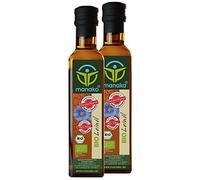 Manako Bio - Olio di lino umano, spremuto a freddo, puro al 100%, 2 flaconi di vetro da 250 ml (2 x 0,25 l)