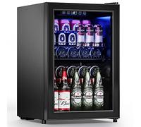 Manastin Beverage Refrigerator Cooler-100 Cans Freestanding Mini Fridge Cooler with Glass Door, Adjustable Shelves & Digital Temperature Display for Soda, Beer or Wine, 2.47 Cu.Ft