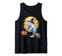 Manatee Witch Broom Ride with Pumpkin Moon Sea Animal Canotta