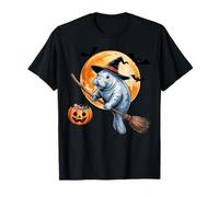 Manatee Witch Broom Ride with Pumpkin Moon Sea Animal Maglietta