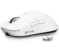 MANBASNAKE Mouse da gioco wireless, 49 g, ergonomico per computer, tripla modalità PAW3395, sensore ottico 26K DPI, durata della batteria 200 ore, pulsanti programmabili, accessori da gioco per