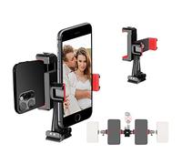Manbily Supporto Doppio per Treppiede per Smartphone Treppiede Clip Supporto per Doppio del Telefono Cellulare per Video Vlgo Iphone selfie stick, 360° Rotabile con 4 Scarpe Fredde, Vite da 1/4"
