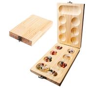 Mancala - Gioco da tavolo in legno naturale, con pietre colorate e sacchetto, gioco di strategia Kalaha, gioco di gemme per la promozione dell'intelligenza in famiglia, amici e bambini