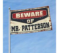 ManCave Accessories and Decor Beware Of Mr. Patterson Flag Poster divertenti per dormitorio universitario bandiera per dormitorio divertente (152 x 244 cm)