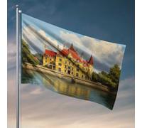 Mancave Accessories - Poster con bandiera del Grand Castle By The River, divertente decorazione per la stanza (30 x 45 cm)