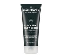 ManCave Blackspice - Scrub per il corpo da uomo, 200 ml, aroma caldo e legnoso, esfoliare e detergere la pelle con pomice e polvere di carbone, formula naturale, vegano, prodotto in Inghilterra