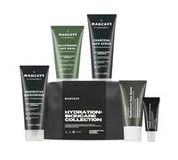 ManCave Hydration+ Skincare Collection Set regalo, Crema idratante protettiva SPF 20, Detergente viso, Scrub viso, Siero viso ialuronico, Gel occhi anti-fatica, Dermatologicamente testato