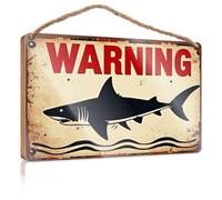 Mancave Segni e Decorazione Avvertimento: Shark Present In Area. Be Cautious. Divertente cartello da cucina autunnale decorazione per esterni (20 x 30 cm)