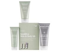 ManCave Sensitive Skin & Body Kit Confezione regalo per uomo con detergente viso idratante detergente per il corpo con aloe vera e pino cura della pelle per il viso da uomo