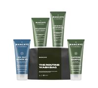 ManCave Set completo di trousse da bagno da uomo, resistente, con gel doccia, shampoo, crema idratante e detergente per il viso, compagno di viaggio ideale, ecologico, vegano, prodotto in Inghilterra