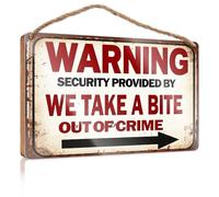 Mancave Signs and Decor Warning Security Provided By We Take A Bite Out Of Crime Divertente cartello da cucina autunnale decorazione per esterni (23 x 35 cm)