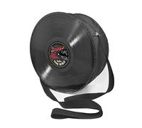 Mancha de Creación - Borsa realizzata con dischi in vinile LP, tessuto e design, borsa a tracolla rotonda da donna, tracolla regolabile, retrò, vintage, casual. Rosso Size: Tela Negra