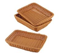 MANCHAP 3 cestini rettangolari in vimini sintetico, 35 x 25 x 7,5 cm, in finto rattan, per pane e frutta, per cucina