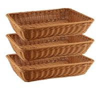 MANCHAP 3 cestini rettangolari in vimini sintetico, 40 x 30 x 8 cm, per il pane, in finto rattan, per riporre e esporre frutta