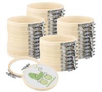 MANCHAP 40 cerchi da ricamo in bambù da 10 cm, cerchi rotondi in bambù da 10 cm, cerchi per punto croce, anelli circolari regolabili per lavori artistici fai da te