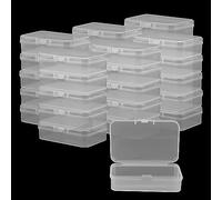 MANCHAP Confezione da 30 mini contenitori per perline, 7,5 x 5 x 2 cm, in plastica trasparente, contenitori rettangolari plastica con coperchio per gioielli, perline