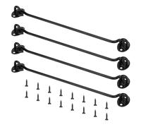 MANCHAP Confezione da 4 ganci e occhielli neri da 25,4 cm, in acciaio inox, gancio per porta e occhiello, chiusura con gancio e occhiello, gancio per cancello con viti per finestra, capannone, armadio