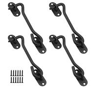 MANCHAP Confezione da 4 ganci neri da 100 mm per cancello della cabina, gancio finestra, gancio in acciaio inox da 10,2 cm e occhiello con viti per finestra del capanno