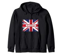Manchester - Bandiera Britannica Vintage Union Jack Felpa con Cappuccio