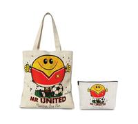 Manchester - Borsa tote in tela e trousse per trucchi, grande capacità, con manico robusto, borsa per la spesa riutilizzabile per fan scuola, lavoro, feste, shopping, viaggi, 2 pezzi