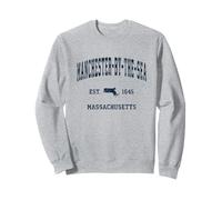 Manchester by-The-Sea Massachusetts MA Vintage Athletic Navy Felpa